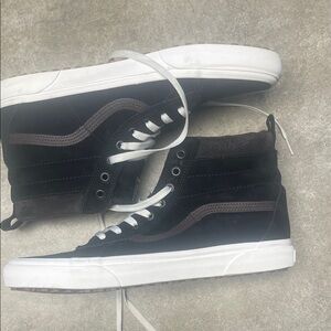 Vans Black and Brown High-Top Sneakers